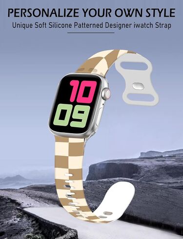 أحزمة ساعة رياضية لطيفة متوافقة مع سوار ساعة Apple 38 مم 40 مم 41 مم للنساء والرجال، سوار معصم بديل من السيليكون الناعم القابل للتعديل لسلسلة iWatch 7 6 5 4 3 2 1 SE (بيج) in Kuwait