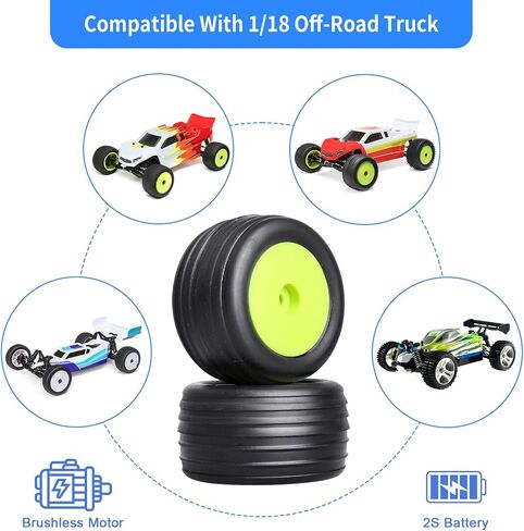 عجلات وإطارات العربات التي تجرها العربات العربات مسبقًا من عجلات عجلات 8 ملم لـ LOSI MINI-T 2.0 LOS41010 1/18 RC BUGGY PARSIONS ، 2pcs (أبيض) in Saudi Arabia