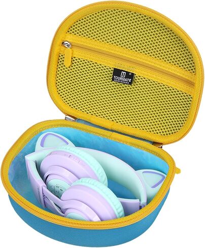 Tourmate Hard Travel Case for Riwbox CT-7 CT-7S / iClever HS01 / FosPower Cat Ear LED Light Kids Wireless Headphones, Protective Carrying Storage Bag（Box for Sale） (Purple&Pink) in Kuwait