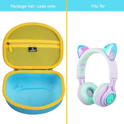 Tourmate Hard Travel Case for Riwbox CT-7 CT-7S / iClever HS01 / FosPower Cat Ear LED Light Kids Wireless Headphones, Protective Carrying Storage Bag（Box for Sale） (Purple&Pink) in Kuwait