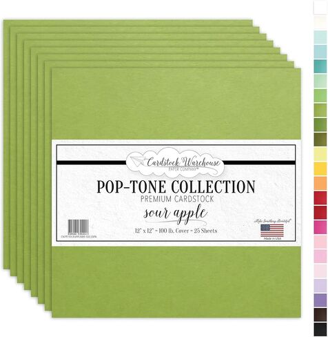 Cardstock Warehouse Pop Tone Sour Apple Green Matte Premium Cardstock Paper - 12 x 12" - 100 Lb. / 270 Gsm - 25 Sheets in Kuwait