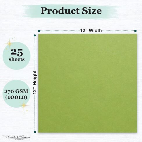 Cardstock Warehouse Pop Tone Sour Apple Green Matte Premium Cardstock Paper - 12 x 12" - 100 Lb. / 270 Gsm - 25 Sheets in Kuwait