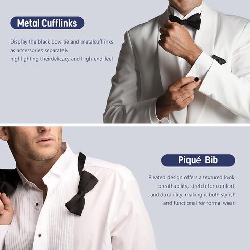 Gollnwe Men's Tuxedo Shirt Wing Collar French Cuffs with Cufflinks and Bow Tie in Saudi Arabia