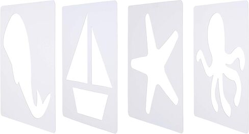 Chalk Stencil Set | Chalk Figures Large Opening And Durable Plastic Sidewalk Chalk Stencil For Outside And Inside Art Creations (Transparent Ocean) in Saudi Arabia