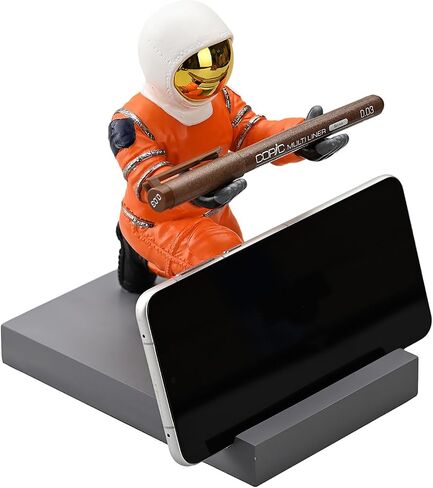 Astronaut Resin Pen Holder, Mobile Phone Stand, Device Stand, Desk Organizer Decorative Pen Holder (Orange&Golden) in Saudi Arabia