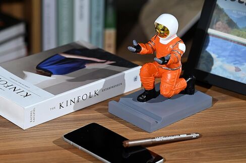 Astronaut Resin Pen Holder, Mobile Phone Stand, Device Stand, Desk Organizer Decorative Pen Holder (Orange&Golden) in Saudi Arabia