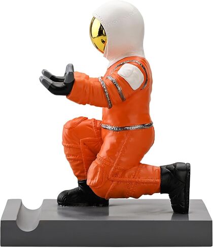 Astronaut Resin Pen Holder, Mobile Phone Stand, Device Stand, Desk Organizer Decorative Pen Holder (Orange&Golden) in Saudi Arabia
