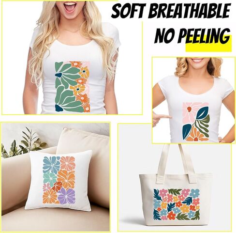 SUPERDANT 6pcs/Set PET Flowers Heat Transfer Stickers Butterfly Quotes Iron on Transfers Iron on Patches Stickers Washable Heat Transfer Paper for Clothing T-Shirt Jeans Backpacks DIY Applique in Saudi Arabia
