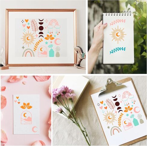 BENECREAT Boho Moon Phase Stainless Steel Stencils, 6x6 inch Reusable Painting Template for Painting, Wood Burning, Journaling in Saudi Arabia
