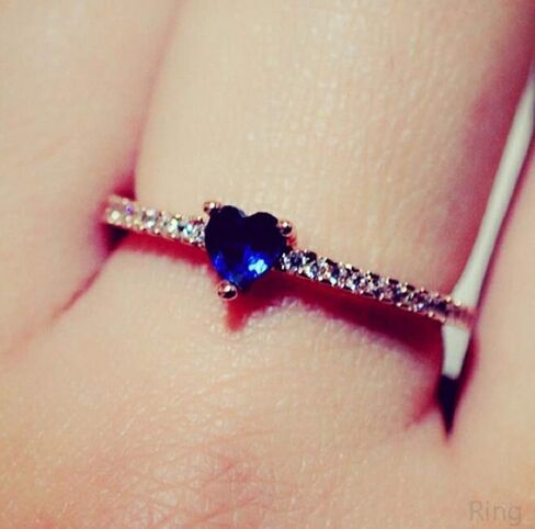 Wenbin Fashion Jewelry 18k Gold Filled Sea Blue Topaz Love Heart CZ Diamond Ring Wedding Engagement Anniversary Ring Size 6-10 (Size 8) in Kuwait