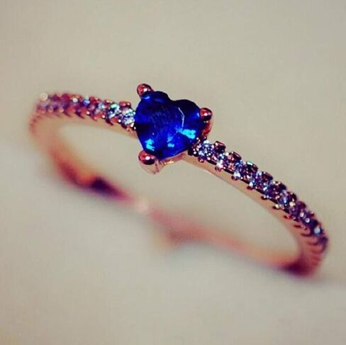 Wenbin Fashion Jewelry 18k Gold Filled Sea Blue Topaz Love Heart CZ Diamond Ring Wedding Engagement Anniversary Ring Size 6-10 (Size 8) in Kuwait