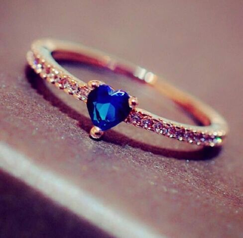 Wenbin Fashion Jewelry 18k Gold Filled Sea Blue Topaz Love Heart CZ Diamond Ring Wedding Engagement Anniversary Ring Size 6-10 (Size 8) in Kuwait