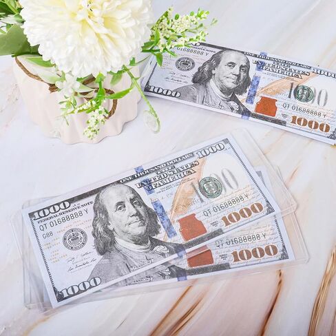 Klmnop 60 Pcs Hard Plastic Money Holder, 6.8 x 2.9 Inch Clear Paper Money Holder Currency Topload Holders, PVC Dollar Banknotes Sleeves, Waterproof Bill Protector(Clear) in Kuwait