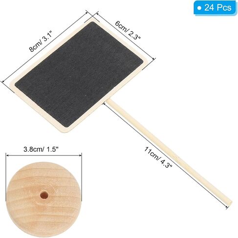 PATIKIL Mini Chalkboard Signs, 24Pcs Small Chalkboard with Easel Stand Wooden Rectangle for Food Labels Party Weddings Message Board Signs Event Decorations, Black (6.7"x3.1") in Saudi Arabia