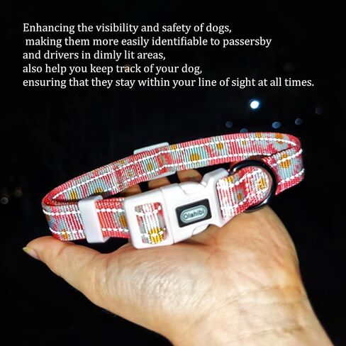 Reflective Dog Collar Leash Set, 5ft or 150CM Matching Leash, Floral Pattern, Durable Nylon with Reflective Stripes, 4 Sizes for Small Medium Large Dogs.(S, Pink Daisy) in Saudi Arabia