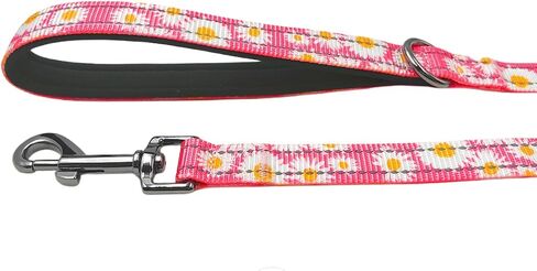 Reflective Dog Collar Leash Set, 5ft or 150CM Matching Leash, Floral Pattern, Durable Nylon with Reflective Stripes, 4 Sizes for Small Medium Large Dogs.(S, Pink Daisy) in Saudi Arabia