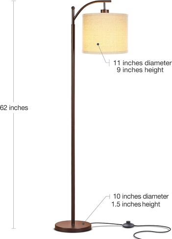 Brightech Montage Modern Floor Lamp - ظل قوس طويل لغرفة المعيشة والمكتب وغرفة النوم - في منتصف القرن البرونز in Saudi Arabia