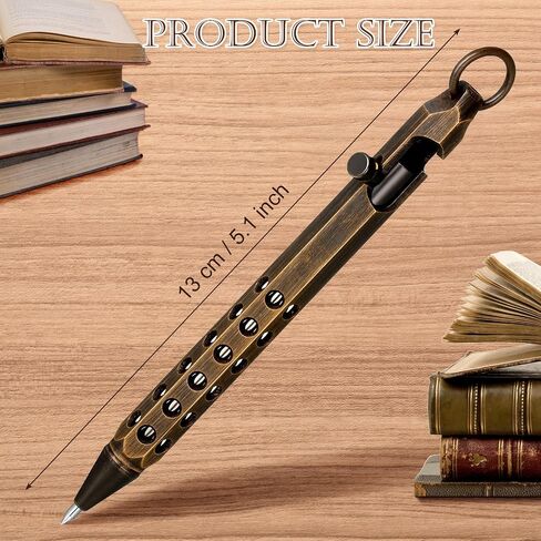 Chinco 6 Pcs Bolt Action Pen Sets for Men 2 Bolt Action 4 Ink Refills with 2 Gift Boxes Solid Brass Edc Pen Six-edge Pocket Metal Tactical for Father(Brass Color, Black) in Saudi Arabia