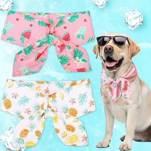 EXPAWLORER Dog Cooling Bandana - Summer Dog Bandanas with Ice Bag & Thermal Insulation Layer, Reusable Freezing Gel Cooling Pet Scarf for Hot Days, Neck Cooler for All Breeds (Blue Green, L) in Kuwait