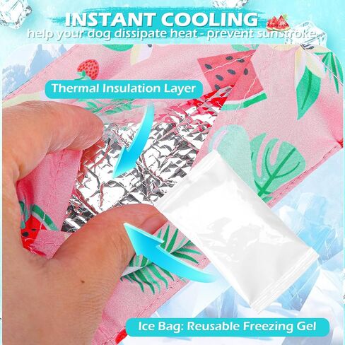 EXPAWLORER Dog Cooling Bandana - Summer Dog Bandanas with Ice Bag & Thermal Insulation Layer, Reusable Freezing Gel Cooling Pet Scarf for Hot Days, Neck Cooler for All Breeds (Blue Green, L) in Kuwait