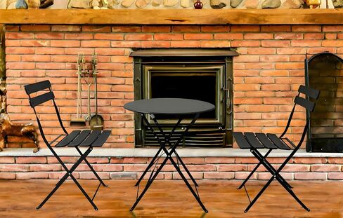3 Pieces Small Dining Table Set for 2 w/Seat Cushions-Compact Porch Table and Chairs & Breakfast Nook Table Set for Home Office, Coffee Corner,Black in Saudi Arabia
