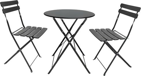 3 Pieces Small Dining Table Set for 2 w/Seat Cushions-Compact Porch Table and Chairs & Breakfast Nook Table Set for Home Office, Coffee Corner,Black in Saudi Arabia