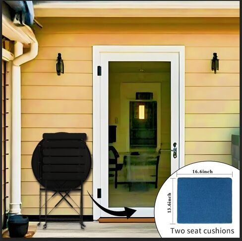 3 Pieces Small Dining Table Set for 2 w/Seat Cushions-Compact Porch Table and Chairs & Breakfast Nook Table Set for Home Office, Coffee Corner,Black in Saudi Arabia