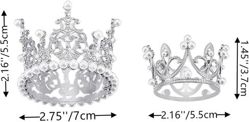 4 Pcs Crown Cake Topper Mini Pearl Tiara Cake Toppers Wedding Birthday Cake Topper for Girls Party Baby Shower Birthday Cake Decorations (Gold) in Saudi Arabia