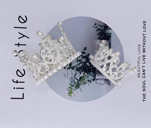 4 Pcs Crown Cake Topper Mini Pearl Tiara Cake Toppers Wedding Birthday Cake Topper for Girls Party Baby Shower Birthday Cake Decorations (Gold) in Saudi Arabia