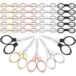 TATUO 25 PCS مقصات قابلة للطي محمولة سفر سفر شارة من الفولاذ المقصودة مقصات نظارات قابلة للطي على شكل قطع تلسكوبية مقطوعة لخياطة الصدأ لممرضات الأسبوع هدايا مكتب المدرسة الوطن