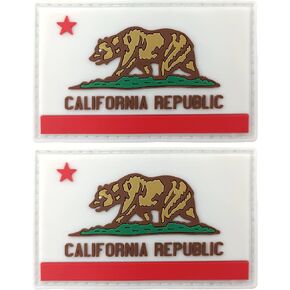 JBCD California Flag Patch Tactical PVC Rubber Hook and Loop Loop Patch ، 2 Pack