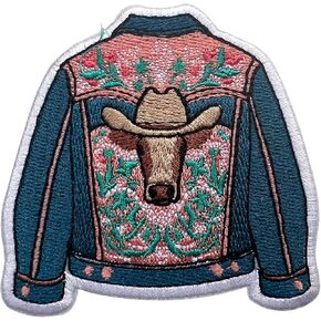 Cowboy Jeans Coat Patch ، حجم 3 "تصحيح حديدي أو خياطة على بقع لالحقوق الظهر Jean Hat Cloths ، بقع البقع التطريز الوردي ، بقع زين ، حديد مطرزة على البقع ، الهدايا للفتيان الفتيات