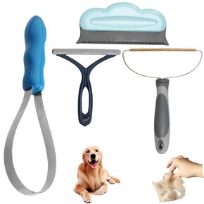مزيل شعر الكلاب CAT مجموعة 4 أجهزة كمبيوتر ، 1 حزمة ثنائية الترفع الكلاب شفرة ، 3 عبوات شعر الحيوانات الأليفة