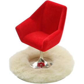 مجموعة الأثاث والإكسسوارات Iland Dollhouse ، كرسي دوارة مصغرة وسجاد حديثة لـ Dollhouse Livingroom (Red)