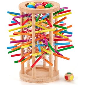 Montessori Wooden Board Game for Kids ، 48 ألعابًا ملونة من الألعاب التعليمية لـ 3 4 5 5 سنوات ، ليلة عائلة ممتعة ، ألعاب سفر ل 2-6 لاعبين هدية