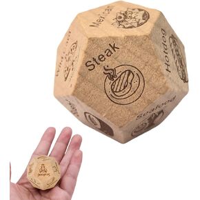 Date Night Food Dice ، صانع قرار الطعام المرح ، Wooden Fun Dice لاتخاذ قرارات العشاء لعيد الميلاد ، الذكرى السنوية ، حفل زفاف ، عيد الحب