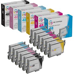 بدائل خرطوشة الحبر التي تم إعادة تصنيعها من منتجات LD لـ Epson 48 (2 أسود ، 2 سماوي ، 2 أرجواني ، صفراء ، 2 سايان خفيف ، 2 أرجواني خفيف ، 12 عبوة) متوافق مع W Rx600 R220 R320 R340 RX600 RX62 والمزيد