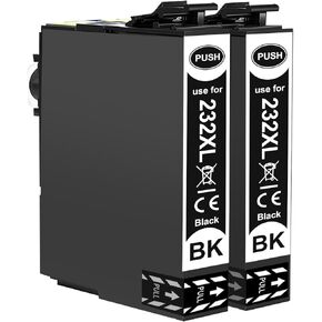 VICTORSTAR 232XL 232 XL T232 Remanufactured Ink Cartridges 2 Blacks High Capacity 500 Pages for XP-4200 XP-4205 WF-2930 WF-2950 Printer