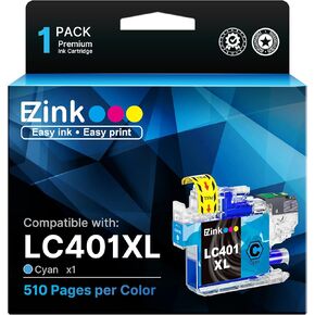 e-z حبر خرطوشة الحبر المتوافقة مع خرطوشة الحبر LCH401 XL LC401XL باستخدام طابعة MFC-J1010DW MFC-J1012DW MFC-J1170DW (Cyan ، 1 pack)