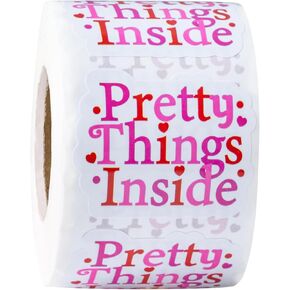 WRAPAHOLIC 500 PCS Pretty Things Inside Business Stickers - Sweet for Greeting Cards Flower Bouquets Self-Adhesive Labels for Valentine Gift Wraps - 1.57 x 2 Inch 500 Total Labels