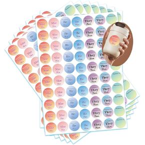 700 Pcs Pronoun Stickers My Pronoun are Labels 1 Inch - They Them He Him She Her Name Tag Identity Labels for Party Conference Kids Boys Girls (Solid Color)