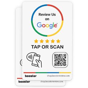 Google Review Tap Stickers by Booster Review: Smart Tap NFC & QR for Instant Reviews - iPhone & Android - Boost Business Reviews Quickly (1-Pack) (2-Pack)