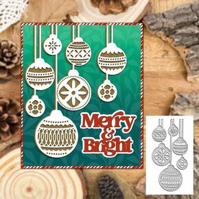 DDeehs Christmas Ornament Ball Metal Die Cuts,Merry Christmas Ball Cutting Dies Cut Stencils DIY Scrapbooking Decorative Embossing Paper Scrapbooking Card Making, silver, DDeehs-001