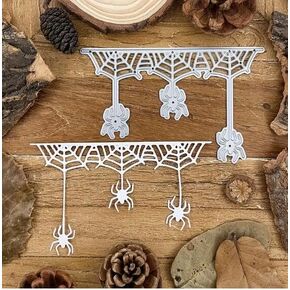 العناكب والشبكات الحدودية قطع المعادن المعدنية ، Happy Halloween Spider Net Dies Diays Cut Stencils DIY Scrapbooking