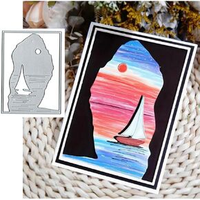 Suds & Wh عيد الميلاد الإبحار الإبحار قطع المعادن ، Sun Sea Ocean قطع يموت قطع الإستنسل لدعوة DIY Scrapbooking ألبوم نقش الورق يموت بطاقة ، فضية
