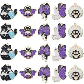 Wocraft 20pcs Silver Skull Butterfly Halloween Tharms for Jewelry Making Tharms Tharms Designs Designs Bracelets Striprings Actor Halloween Party Decoration Home Diy Art Craft Heals (SN952)