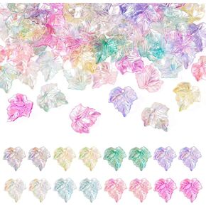 Craftdady 80pcs سحر أوراق أكريليك الشفافة الشفافية الأوراق البلاستيكية القطرات المعلقات الملونة من أوراق القيقب ملونة سحر ورقة جوفاء حبة السحر لصنع المجوهر