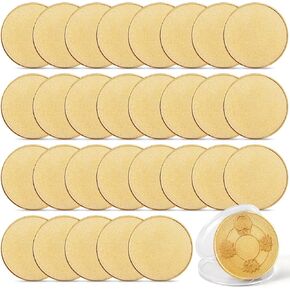 30 PCS العملات المعدنية الفارغة ، عملات معدنية ذهبية فارغة ، عملات معدنية صلبة 40 مم من أجل النقش ، العملات التذكارية الحافة الخيوط مع صندوق بلاستيكي واضح للحرف اليدوية والهدايا والمجموعات