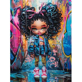 Reofrey DIY Diamond Art Kits for Adults Africa, Girl Full Drill Round Rhinestone Diamond Painting Kits, Cross Stitch Embroidery Canvas for Crafts Home Wall Decor 30x40cm