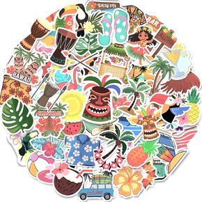 200 PCS Hawaiian Stickers ، Luau Tropical Hawaiian Party Favors Decords Party Decoritations Supplies Finproof Finyls for Kids for Water Bottle Labtop